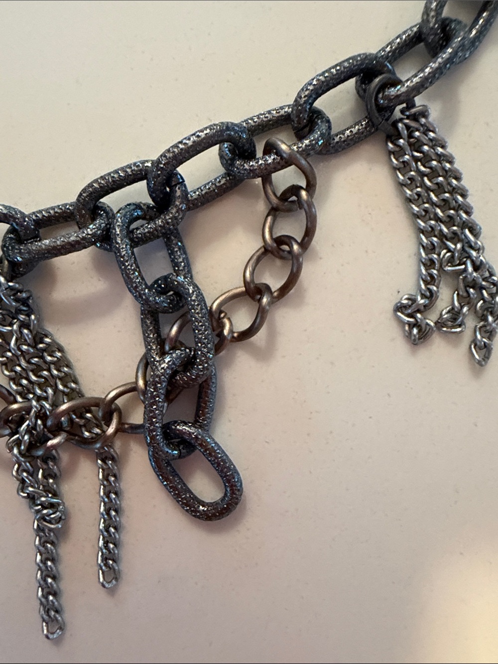 Gunmetal Chain Charm Necklace - Women's Fashion Jewelry - Picture 4 of 6